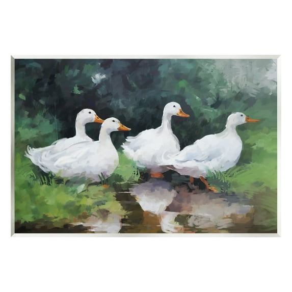 Stupell Industries White Ducks Landscape Animals & Insects Painting Unframed Art Print Wall Art, 19 x 13