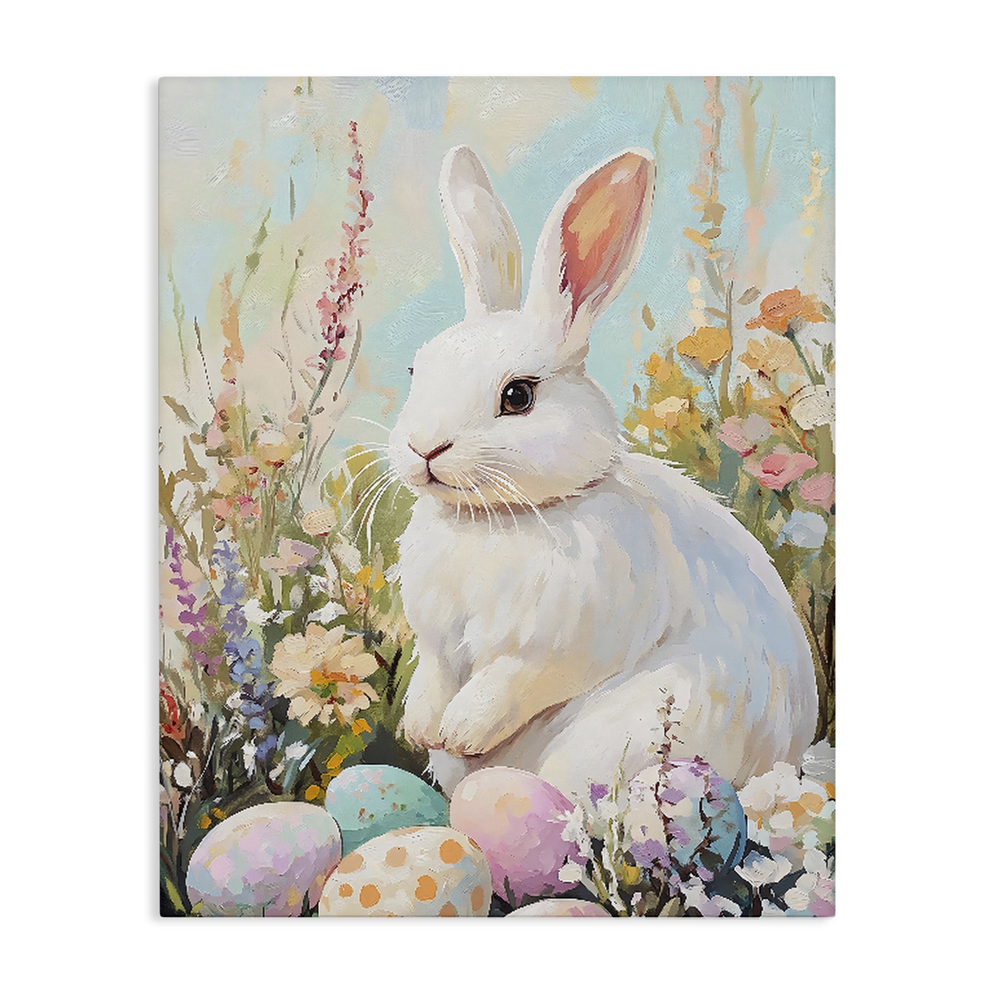 Stupell Industries White Easter Bunny in Wildflowers Canvas Wall Art, design by The Prints Vibe