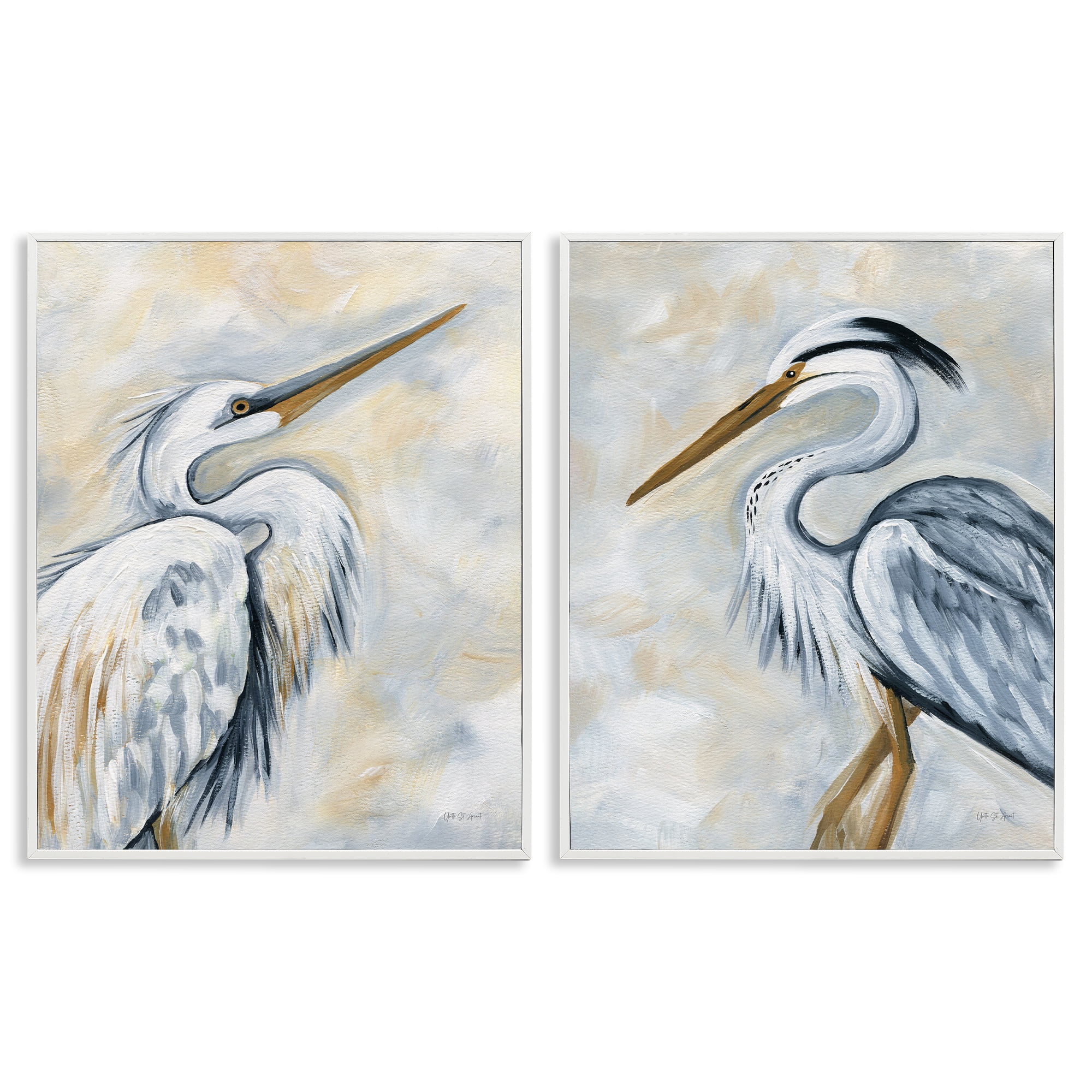 Stupell Industries Heron Bird Duo Framed Wall Art Set, 2 Panels, Gray Frame By Grace Popp - View #3