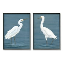 Stupell Industries White Egrets on Shore Animals & Insects Painting Black Framed Art Print Wall Art, 11 x 14