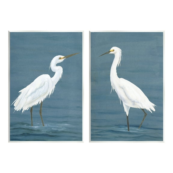 Stupell Industries White Egrets on Shore Animals & Insects Painting Unframed Art Print Wall Art, 10 x 15