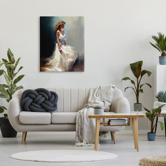 Stupell Industries White Evening Gown Fashion Girl Beauty & Fashion Painting Gallery Wrapped Canvas Print Wall Art