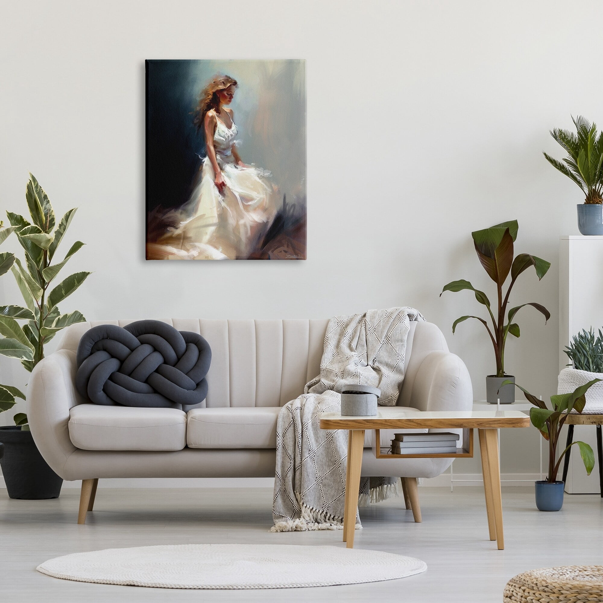 Stupell Industries White Evening Gown Fashion Girl Beauty & Fashion Painting Gallery Wrapped Canvas Print Wall Art