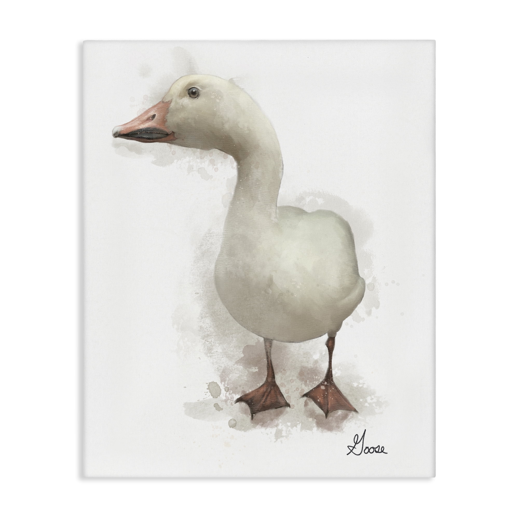 Stupell Industries White Farm Goose Animals Painting Wrapped Canvas Art Print Wall Art, 24 x 30