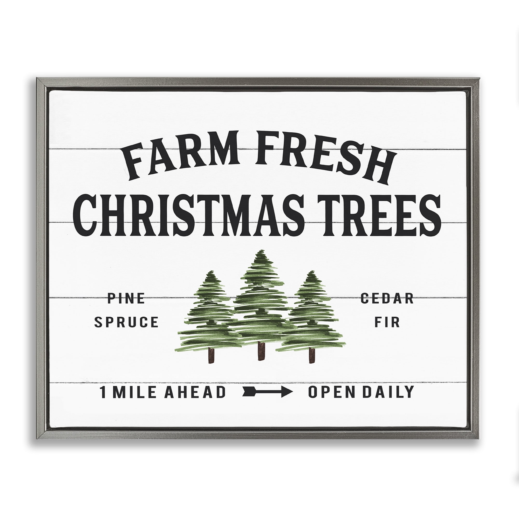 Stupell Industries White Farmhouse Christmas Tree Sign Holiday Painting