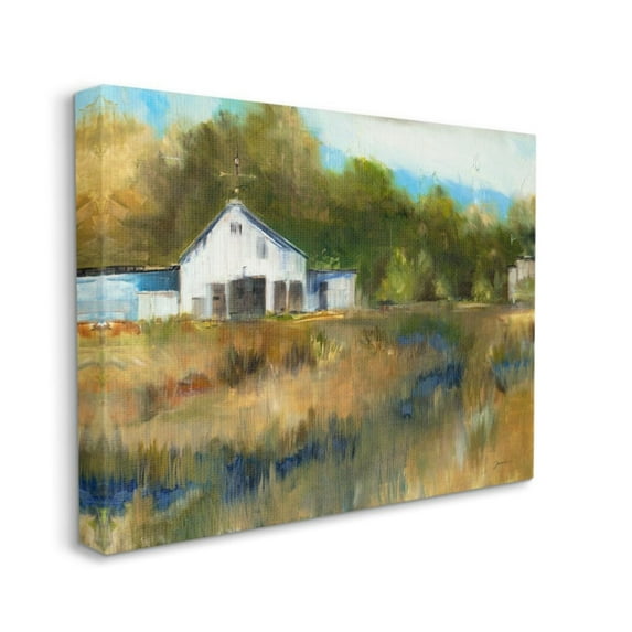 Stupell Industries White Farmhouse Landscape Rustic Rolling Grassland Design by Liz Jardine, 30" x 40"