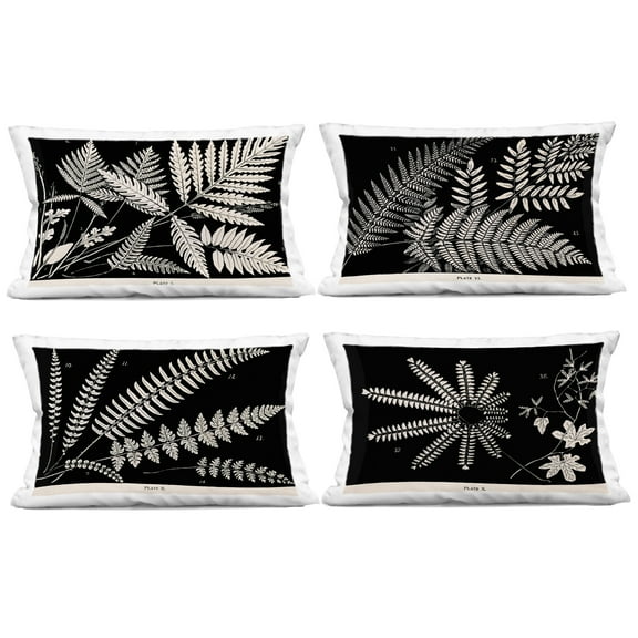 Stupell Industries White Ferns on Black Design by Phillipa Katz Throw Pillow (Set of 4)
