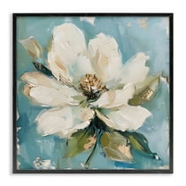 Stupell Industries White Floral Blues Black Framed Giclee Art design by LSR Creative Studio, 12 x 12