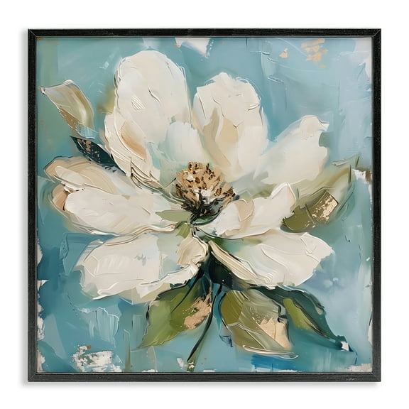 Stupell Industries White Floral Blues Black Framed Giclee Art design by LSR Creative Studio, 12 x 12