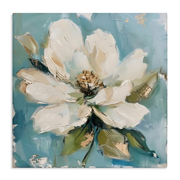 Stupell Industries White Floral Blues Canvas Wall Art design by LSR Creative Studio, 17 x 17