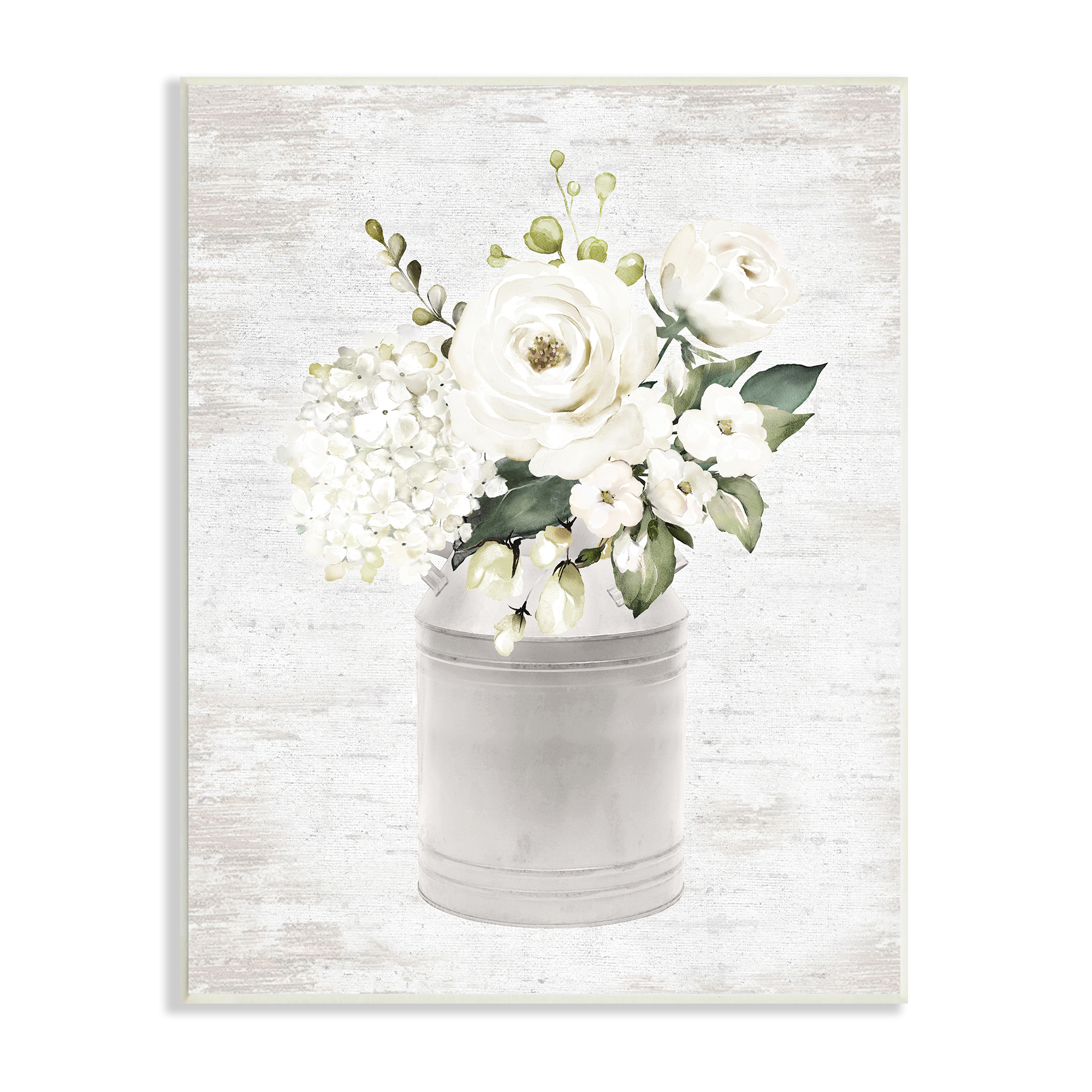 Stupell Industries White Floral Bouquet Country Antique Milk Tin, 10 x 15, Design by Lettered and Lined