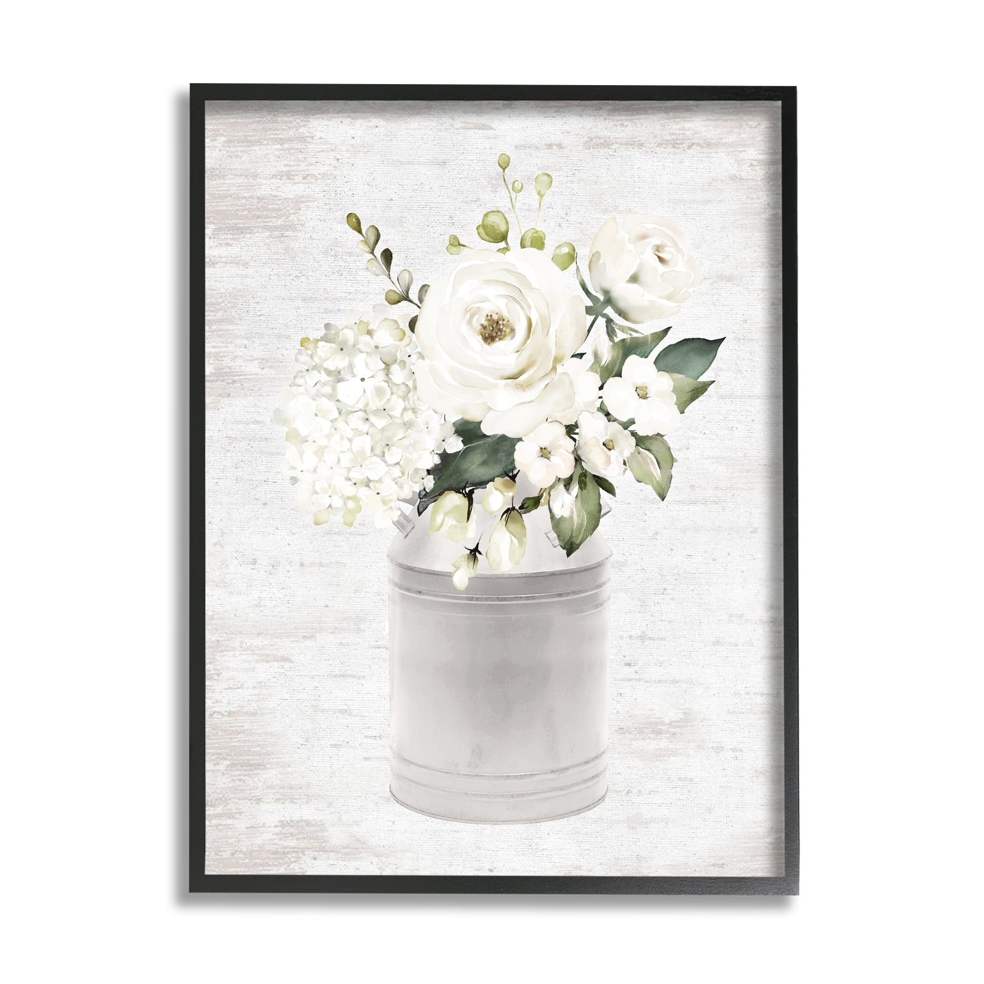 Stupell Industries White Floral Bouquet Country Antique Milk Tin, 16 x 20, Design by Lettered and Lined