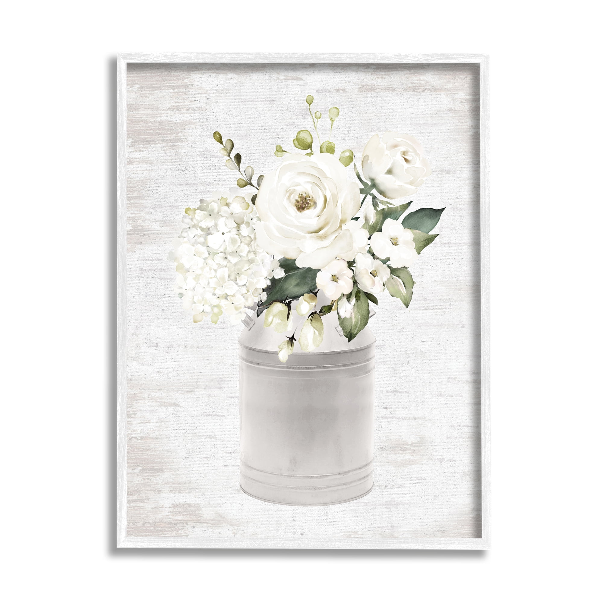 Stupell Industries White Floral Bouquet Country Antique Milk Tin, 24 x 30, Design by Lettered and Lined