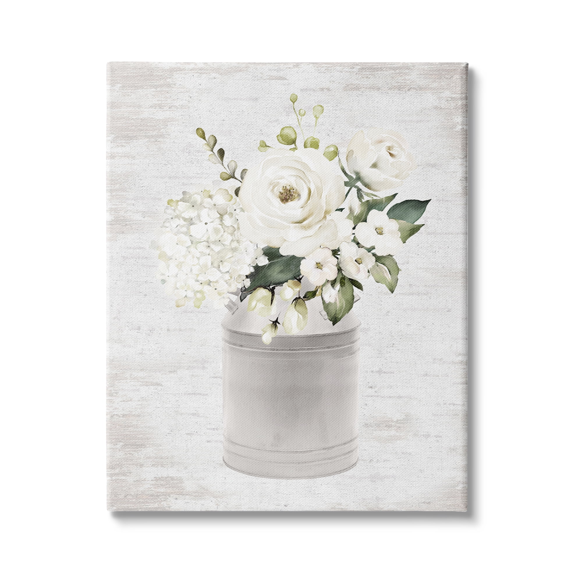Stupell Industries White Floral Bouquet Country Antique Milk Tin, 30 x 40, Design by Lettered and Lined