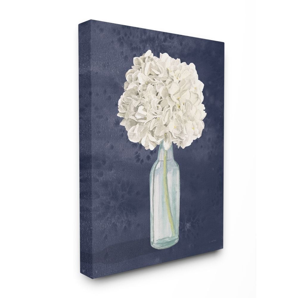 Stupell Industries White Floral Bouquet in Bottle Blue Painting Canvas Wall Art Design by James Wiens, 24" x 30"
