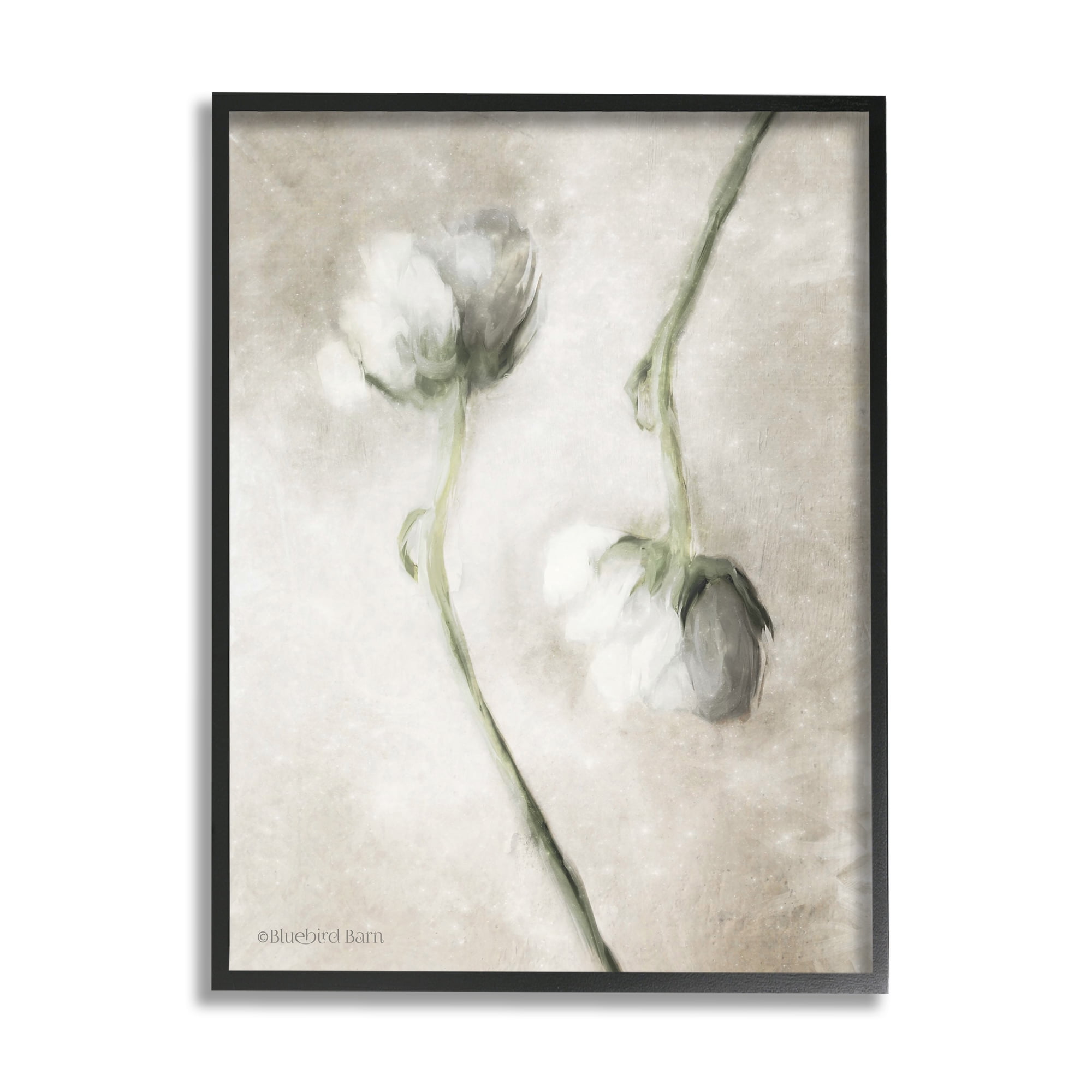 Stupell Industries White Floral Stems Botanical Vintage Rose Blossom Painting,16 x 20, Design by Bluebird Barn