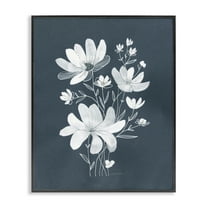 Stupell Industries White Floral with Outline Plants & Flowers Painting Black Framed Art Print Wall Art, 11 x 14
