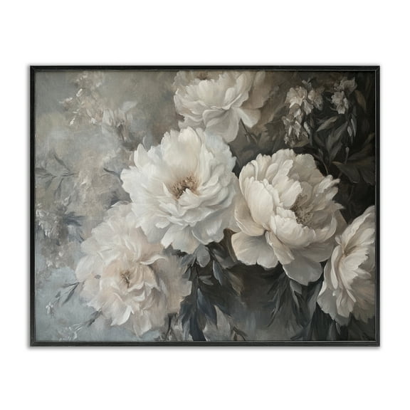 Stupell Industries White Florals Vintage Plants & Flowers Painting Black Framed Art Print Wall Art, 14 x 11