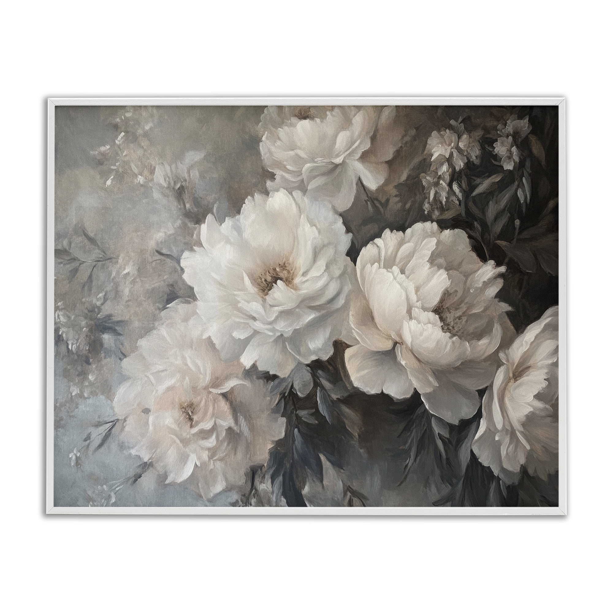 Stupell Industries White Florals Vintage Plants & Flowers Painting White Framed Art Print Wall Art, 20 x 16