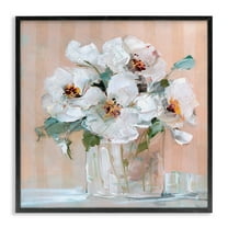 Stupell Industries White Florals on Pink Botanical & Floral Painting Black Framed Art Print Wall Art, 12 x 12