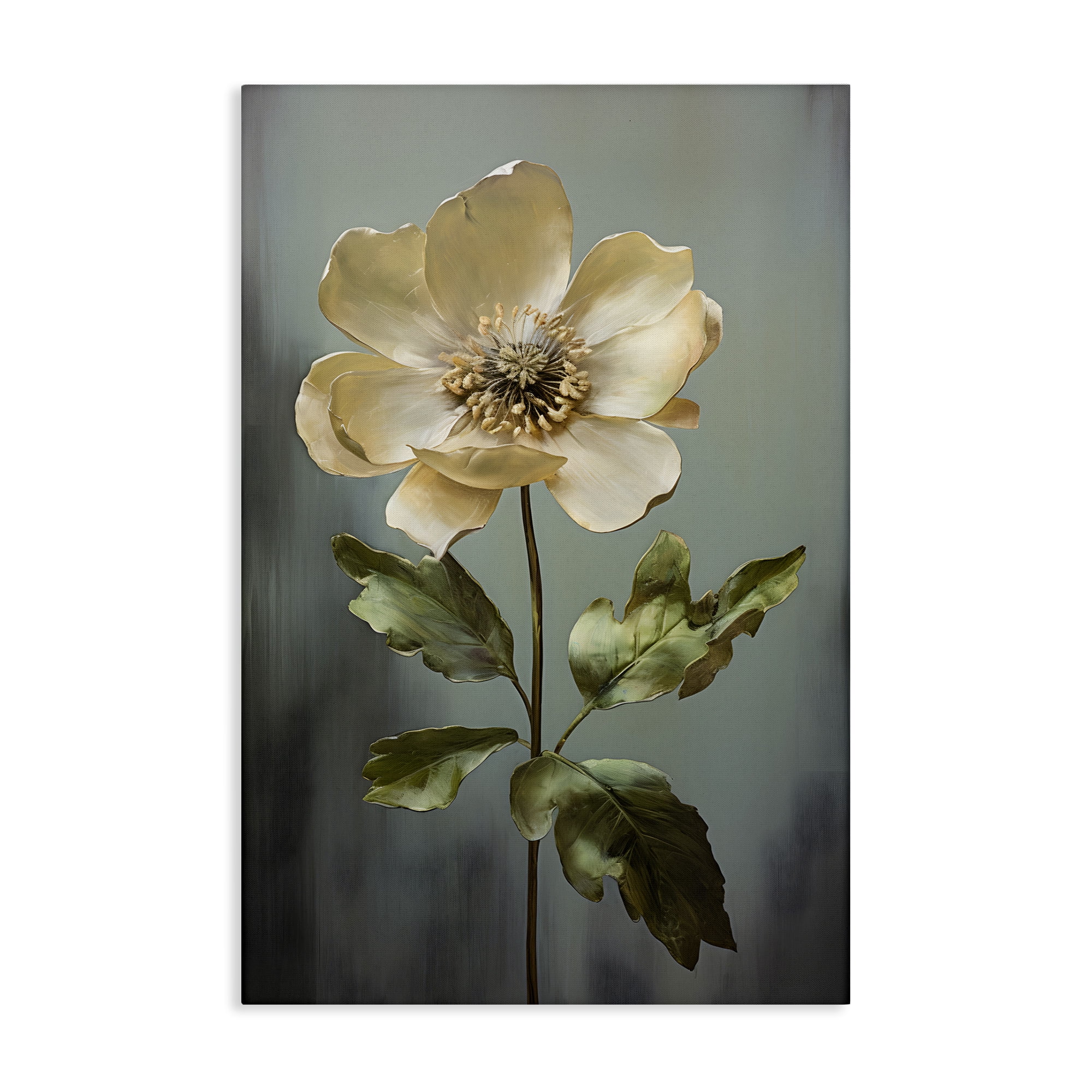 Stupell Industries White Floret Bloom Botanical & Floral Painting Gallery Wrapped Canvas Art Print Wall Art, 30 x 45