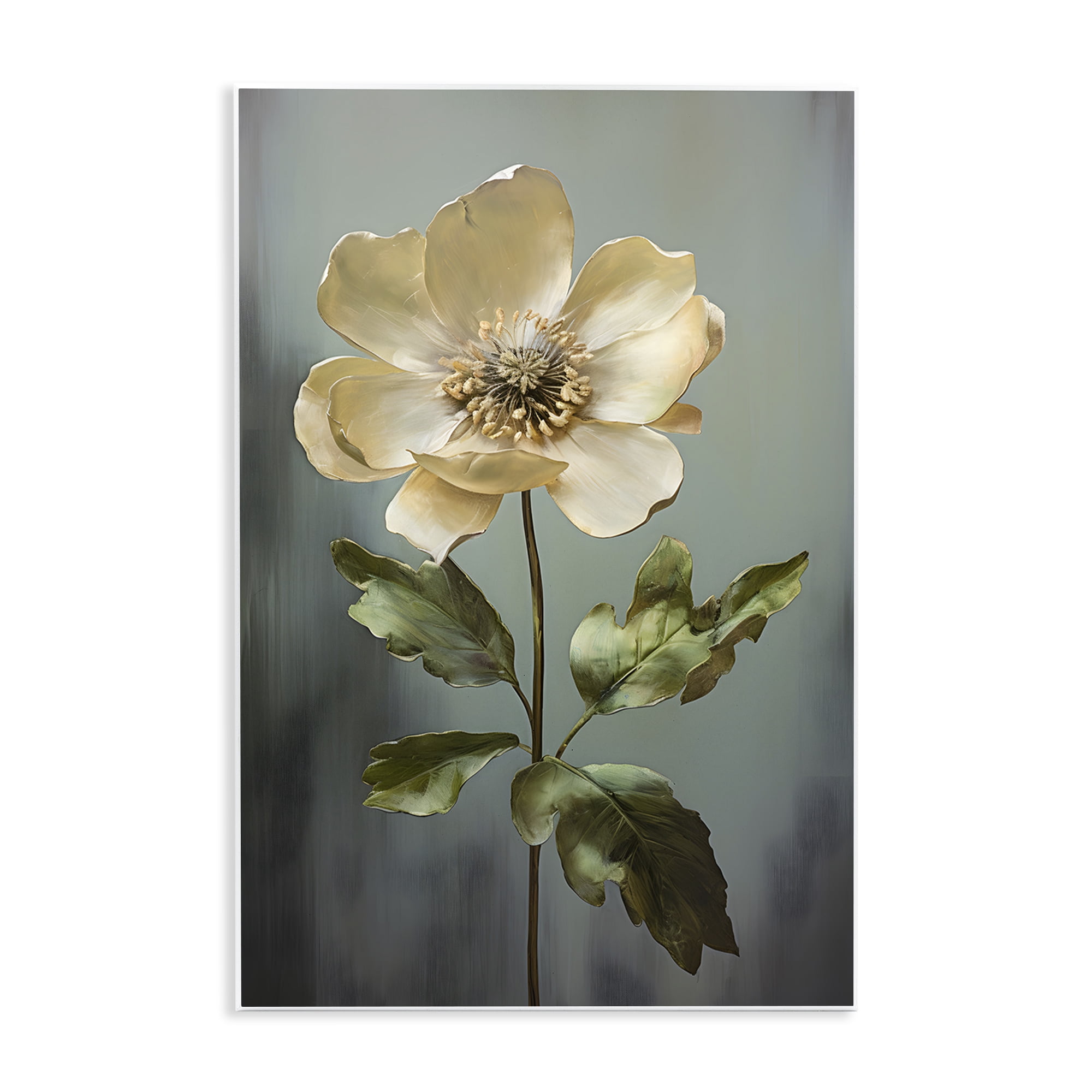 Stupell Industries White Floret Bloom Botanical & Floral Painting Unframed Art Print Wall Art, 13 x 19