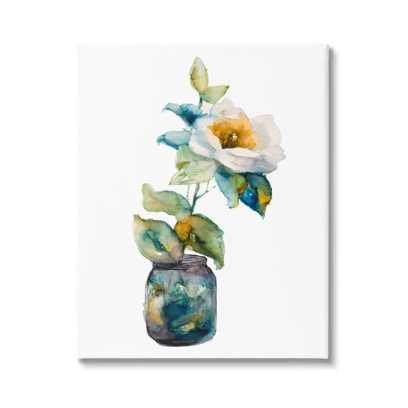 Stupell Industries White Flower Arrangement Abstract Fluid Ink Glass Vase,16 x 20, Design by Lanie Loreth
