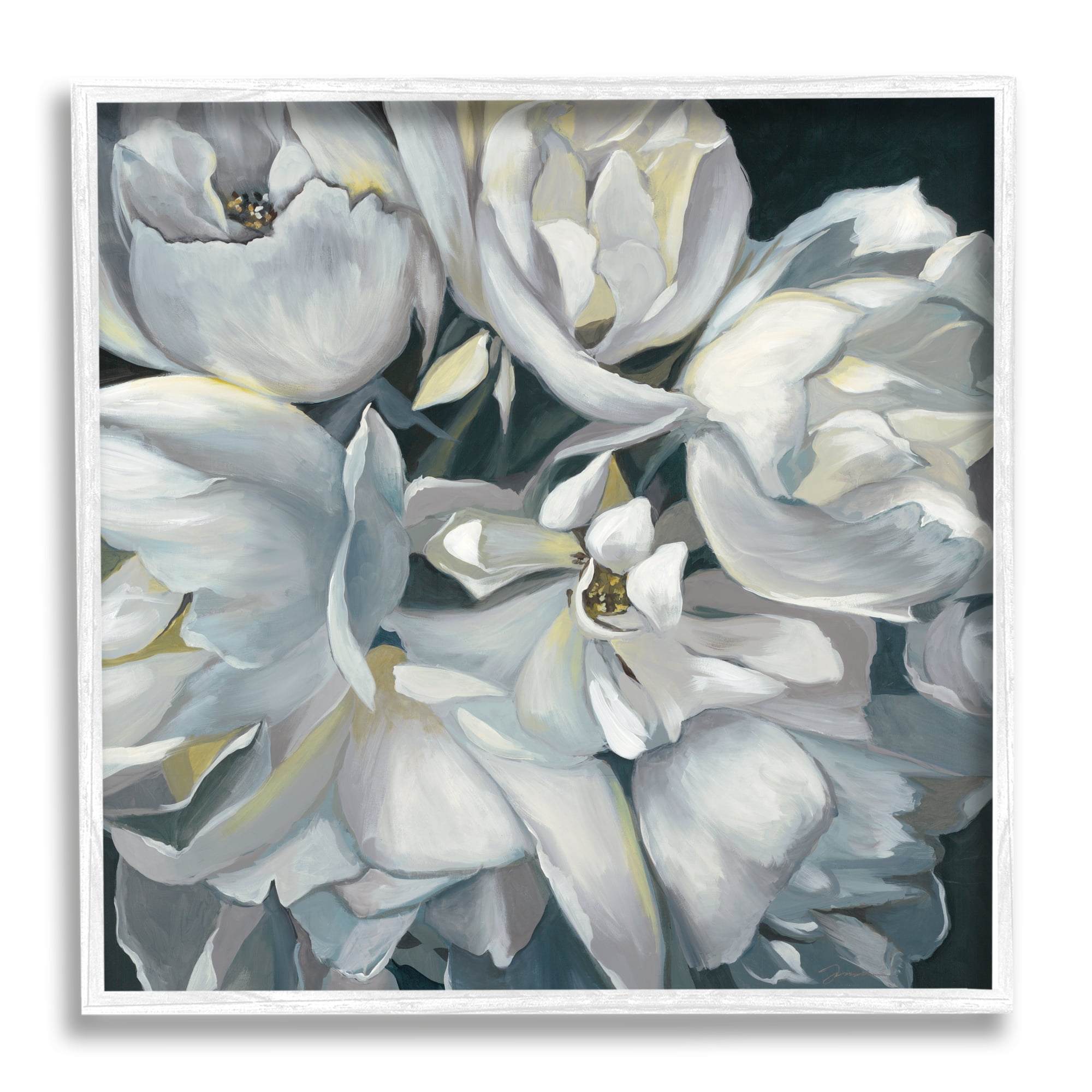 Stupell Industries White Flower Arrangement Botanical & Floral Painting White Framed Art Print Wall Art, 17 x 17