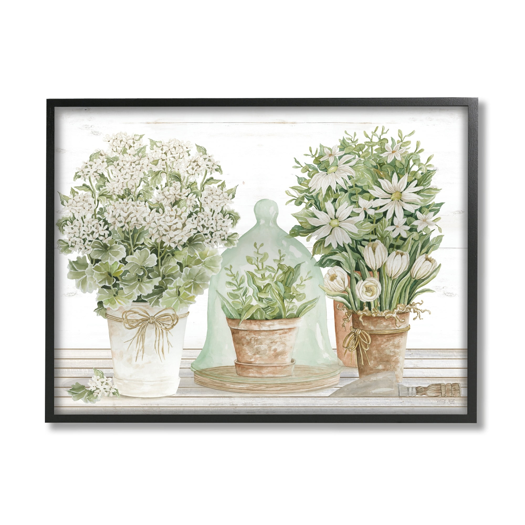 Stupell Industries White Flower Arrangements Traditional Tabletop Floral Drawing, 14 x 11, Design by Cindy Jacobs