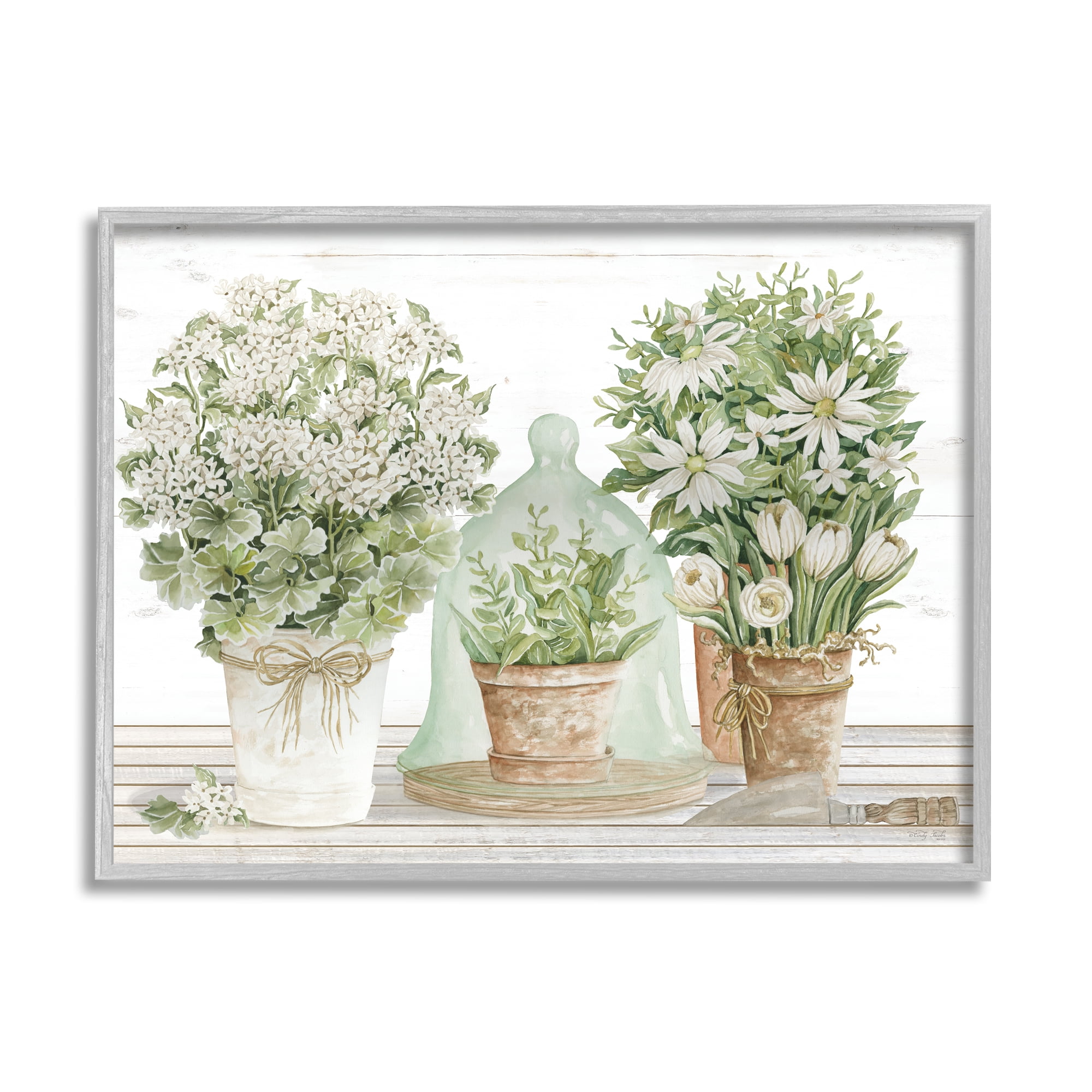 Stupell Industries White Flower Arrangements Traditional Tabletop Floral Drawing, 14 x 11, Design by Cindy Jacobs