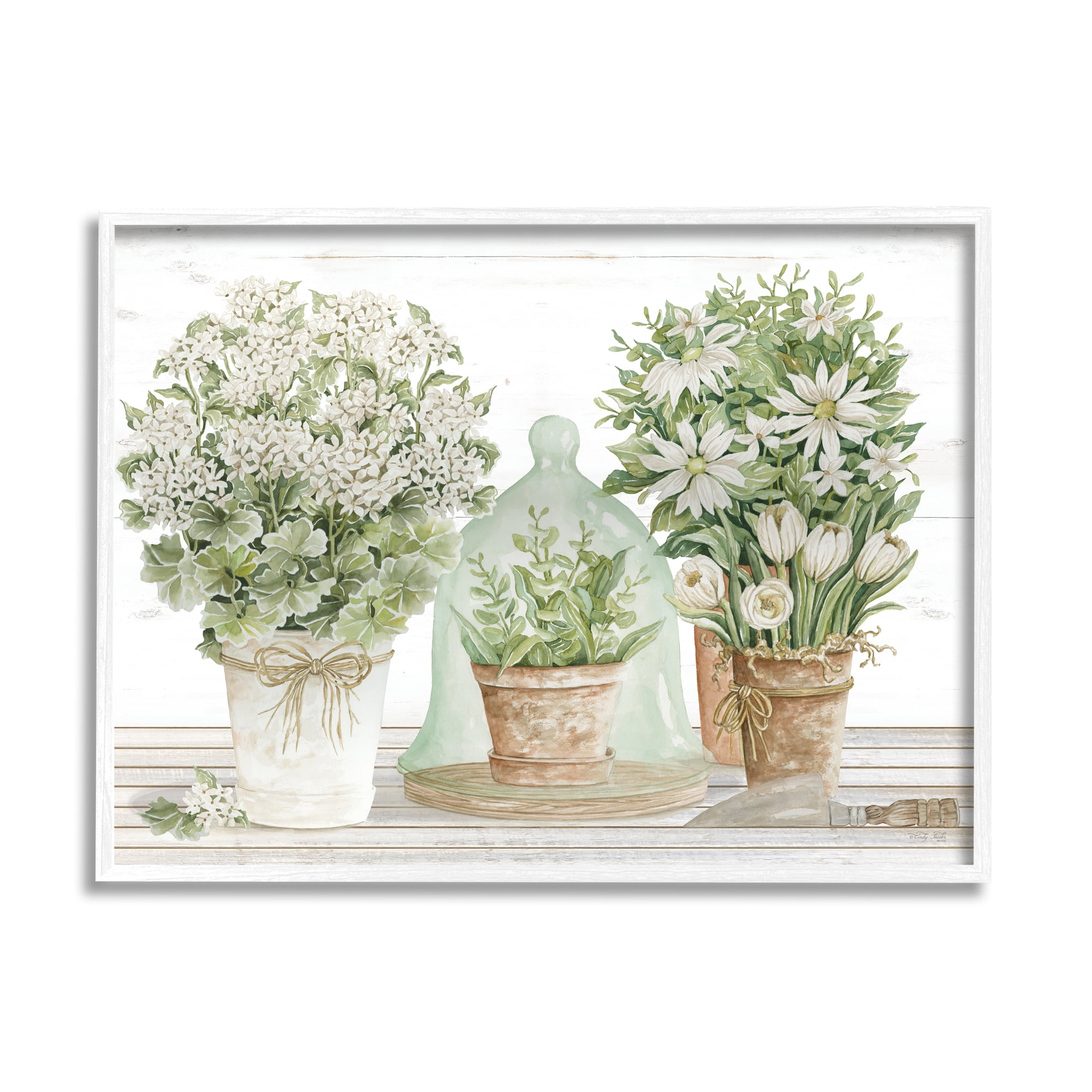 Stupell Industries White Flower Arrangements Traditional Tabletop Floral Drawing, 30 x 24, Design by Cindy Jacobs