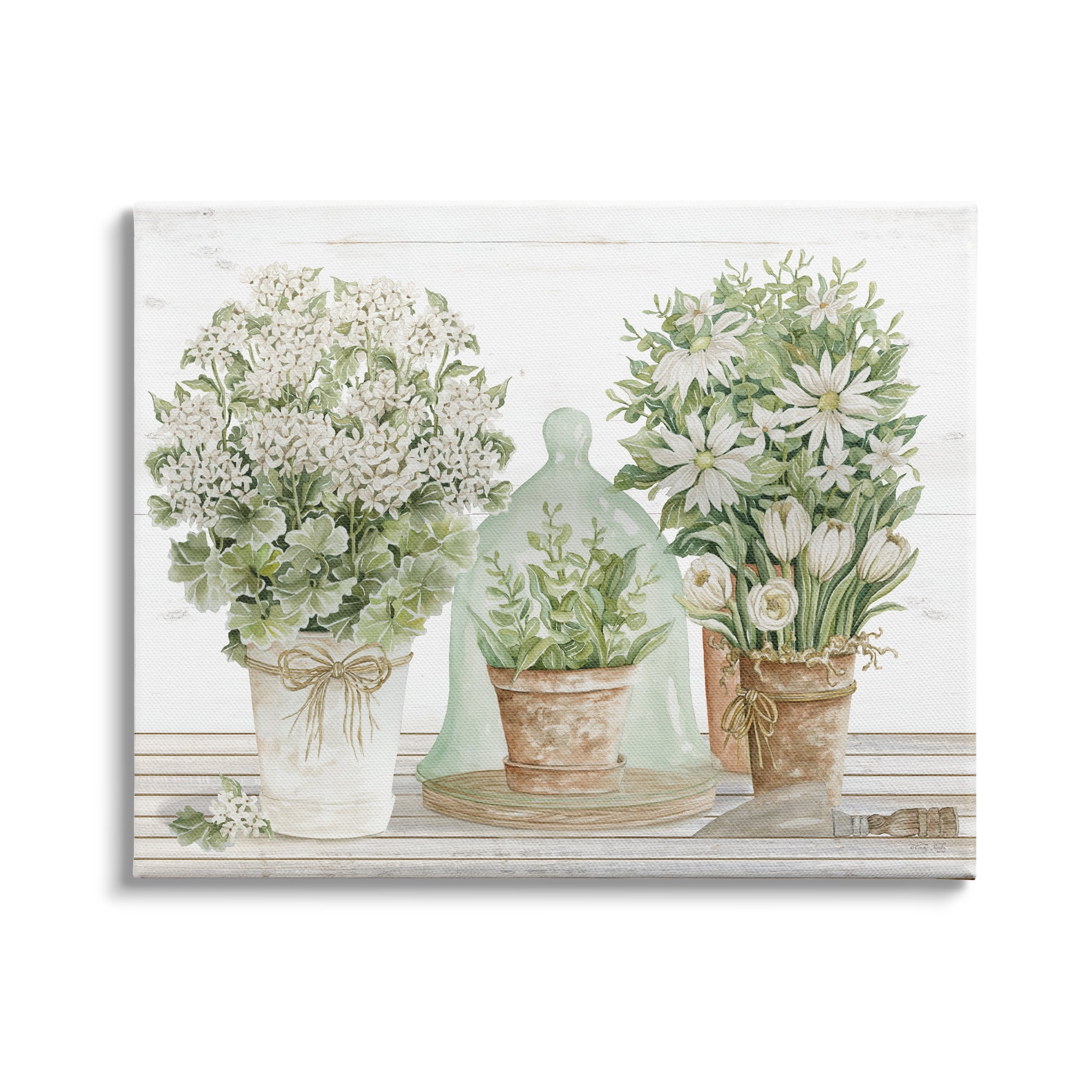 Stupell Industries White Flower Arrangements Traditional Tabletop Floral Drawing, 48 x 36, Design by Cindy Jacobs