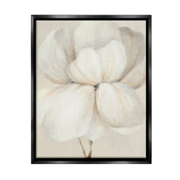 Stupell Industries White Flower Blossom Botanical & Floral Painting Black Floater Framed Canvas Art Print Wall Art, 17 x 21