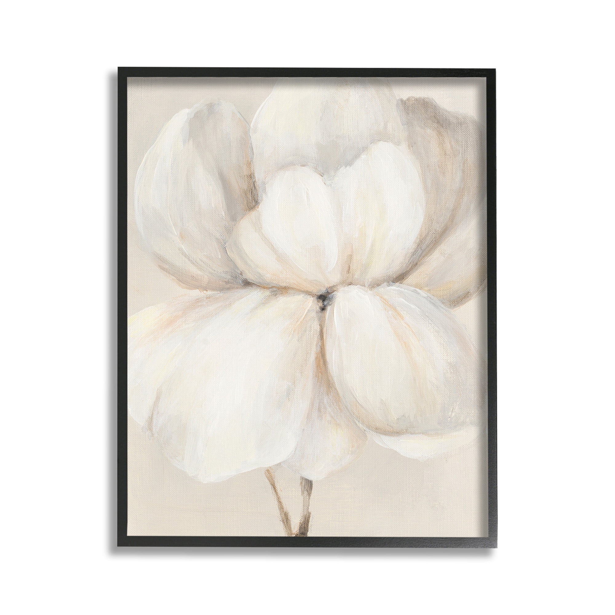 Stupell Industries White Flower Blossom Botanical & Floral Painting Black Framed Art Print Wall Art, 11 x 14
