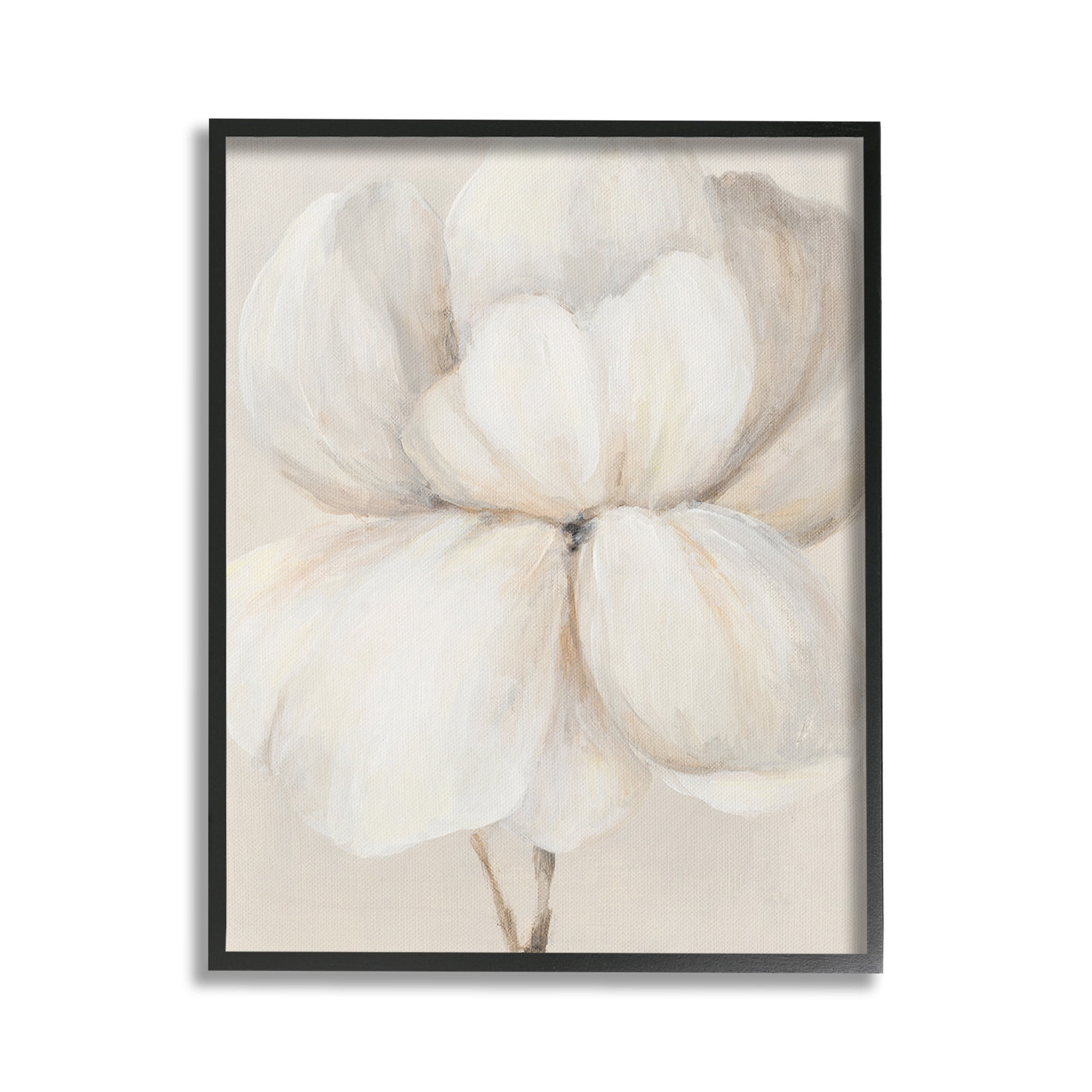 Stupell Industries White Flower Blossom Botanical & Floral Painting Black Framed Art Print Wall Art, 16 x 20