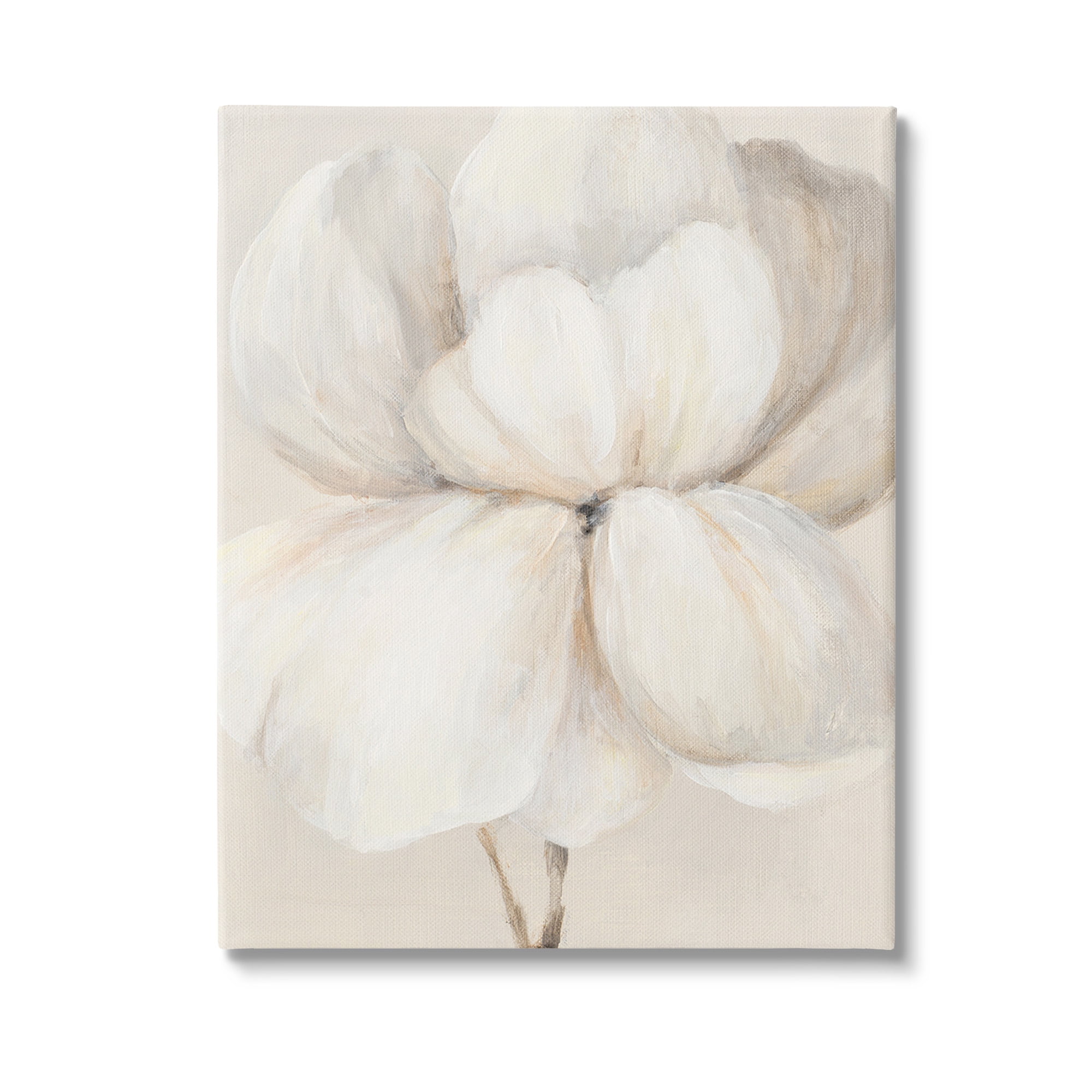 Stupell Industries White Flower Blossom Botanical & Floral Painting Gallery Wrapped Canvas Art Print Wall Art, 36 x 48