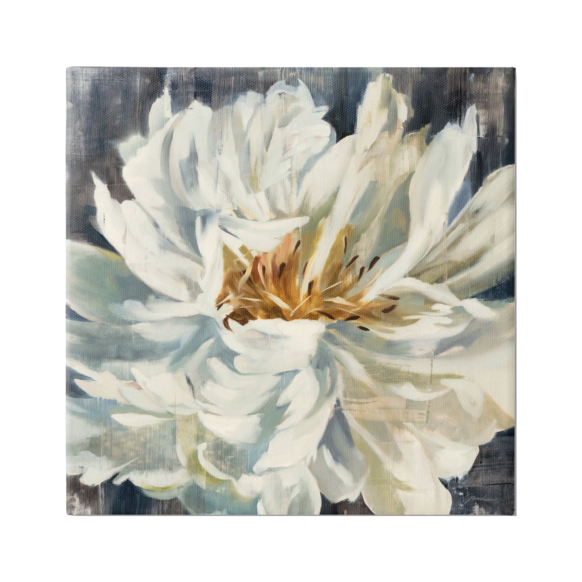 Stupell Industries White Flower Blossom Botanical & Floral Painting Gallery Wrapped Canvas Print Wall Art, 17 x 17
