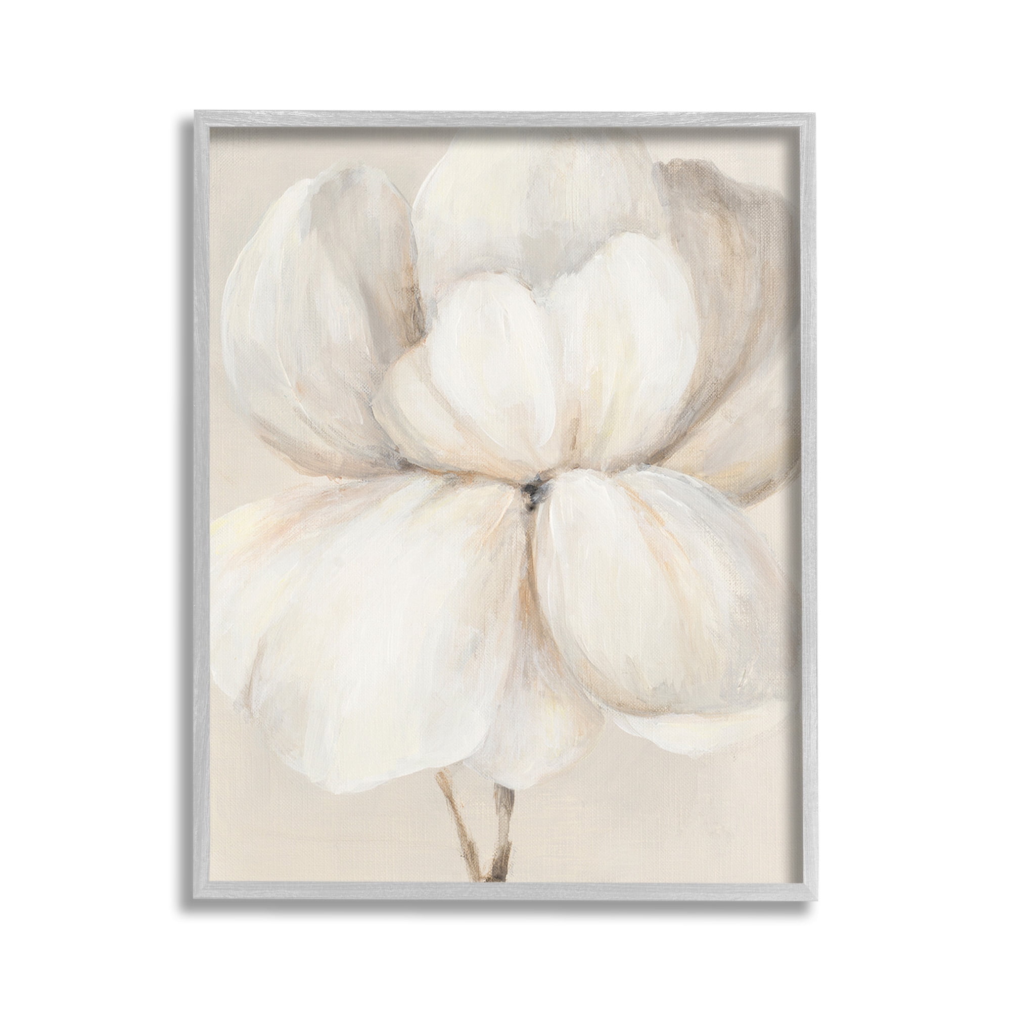 Stupell Industries White Flower Blossom Botanical & Floral Painting Gray Framed Art Print Wall Art, 11 x 14