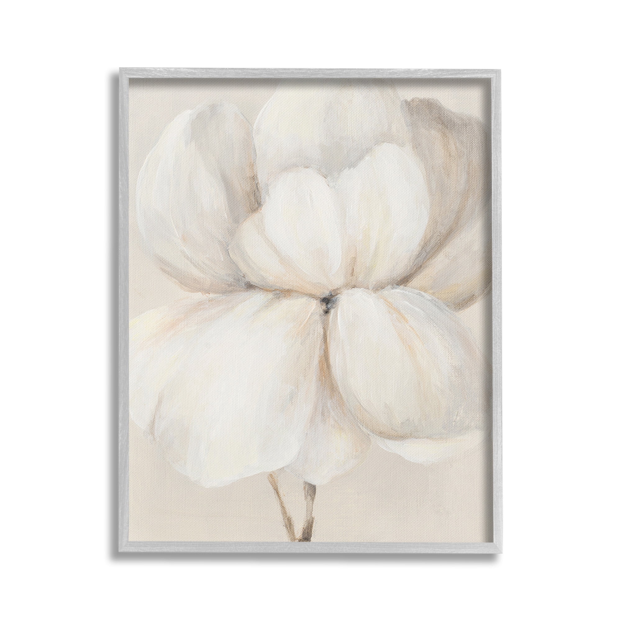 Stupell Industries White Flower Blossom Botanical & Floral Painting Gray Framed Art Print Wall Art, 24 x 30