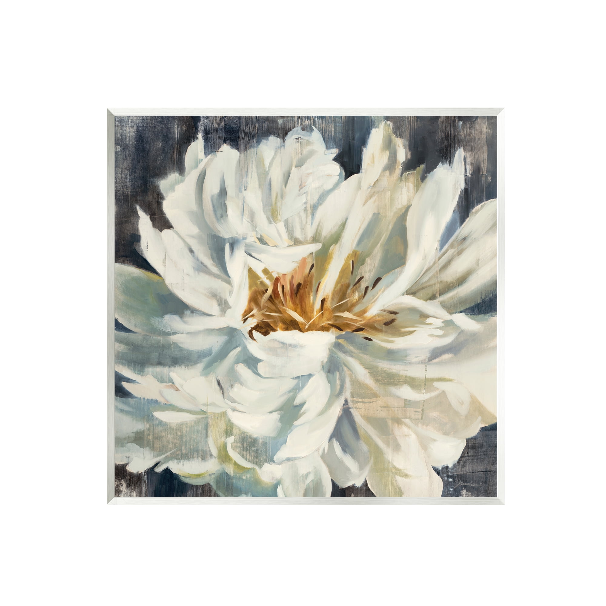 Stupell Industries White Flower Blossom Botanical & Floral Painting Unframed Art Print Wall Art, 12 x 12