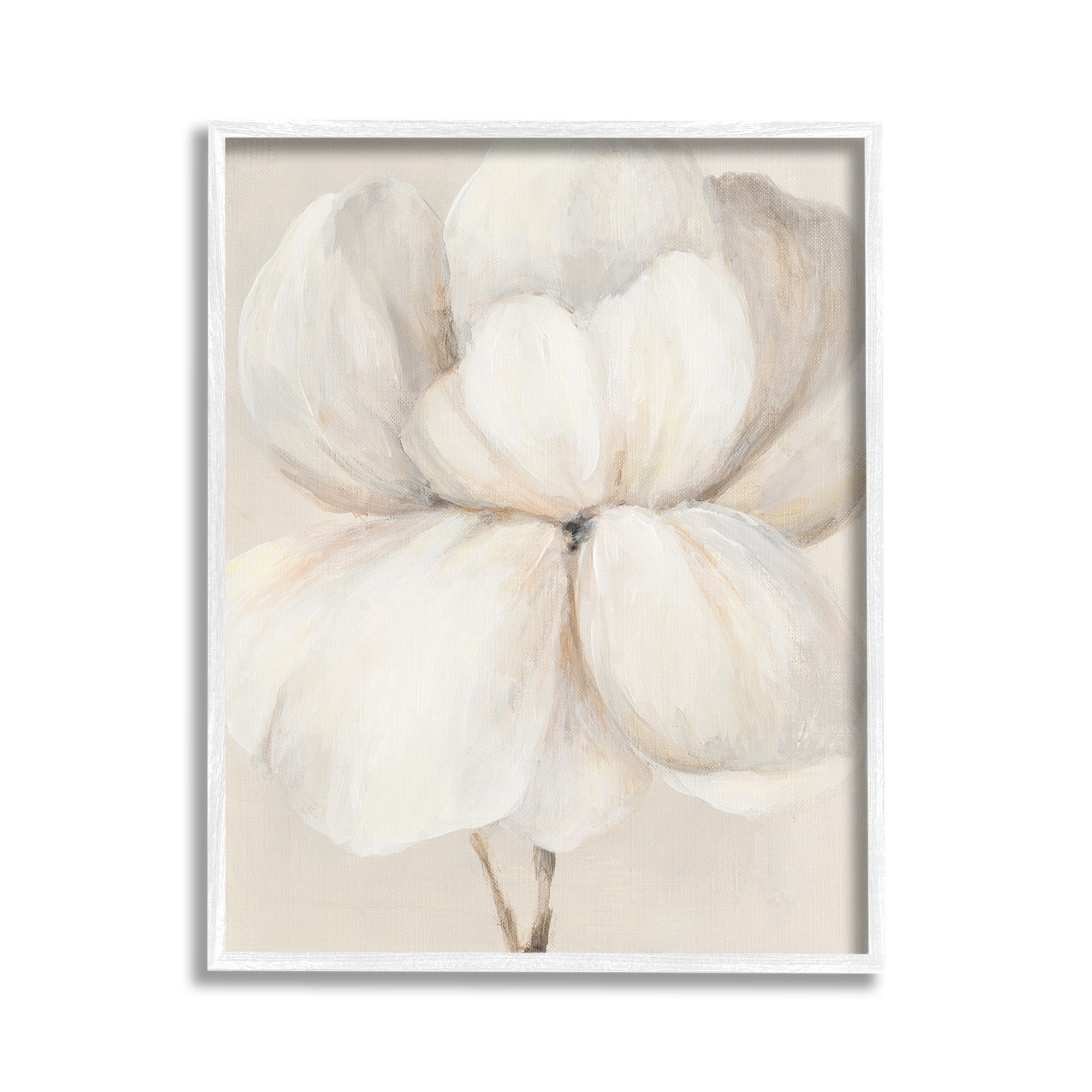 Stupell Industries White Flower Blossom Botanical & Floral Painting White Framed Art Print Wall Art, 11 x 14