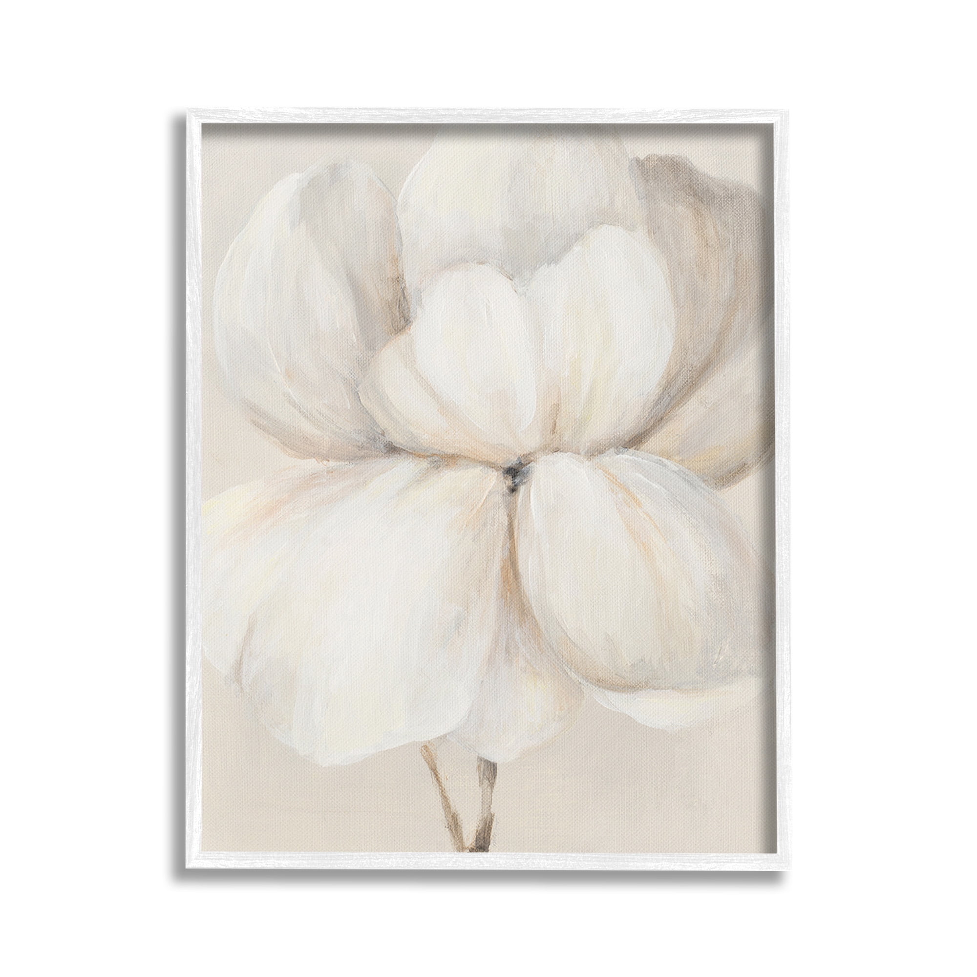 Stupell Industries White Flower Blossom Botanical & Floral Painting White Framed Art Print Wall Art, 16 x 20