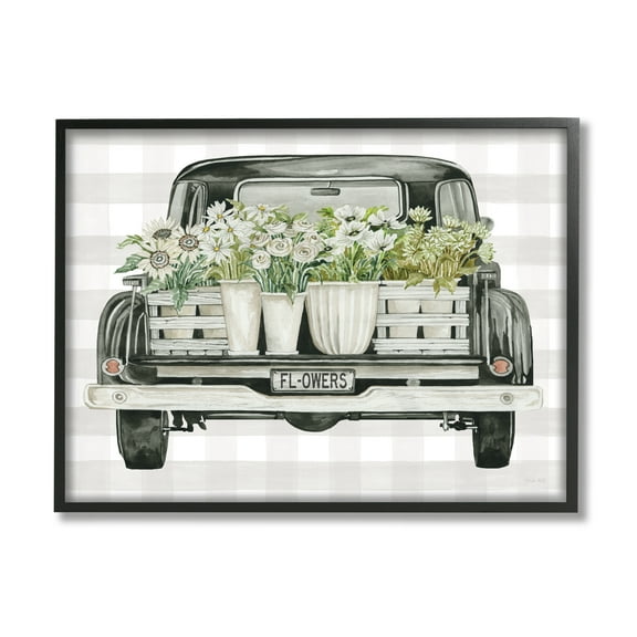 Stupell Industries White Flower Blossoms Farm Truck Country Transportation,14 x 11, Design by Cindy Jacobs
