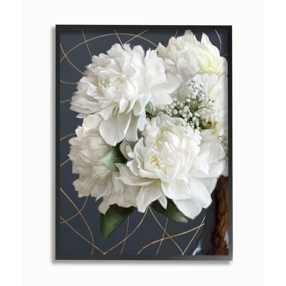 Stupell Industries White Flower Bouquet Petal Detail Interior Painting Framed Wall Art Design by Ziwei Li, 24" x 30", Black Framed