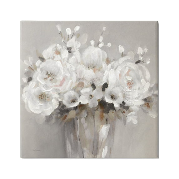 Stupell Industries White Flower Bunches Botanical & Floral Painting Gallery Wrapped Canvas Art Print Wall Art, 24 x 24