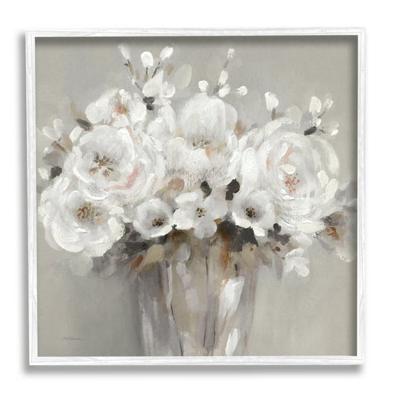 Stupell Industries White Flower Bunches Botanical & Floral Painting White Framed Art Print Wall Art, 17 x 17