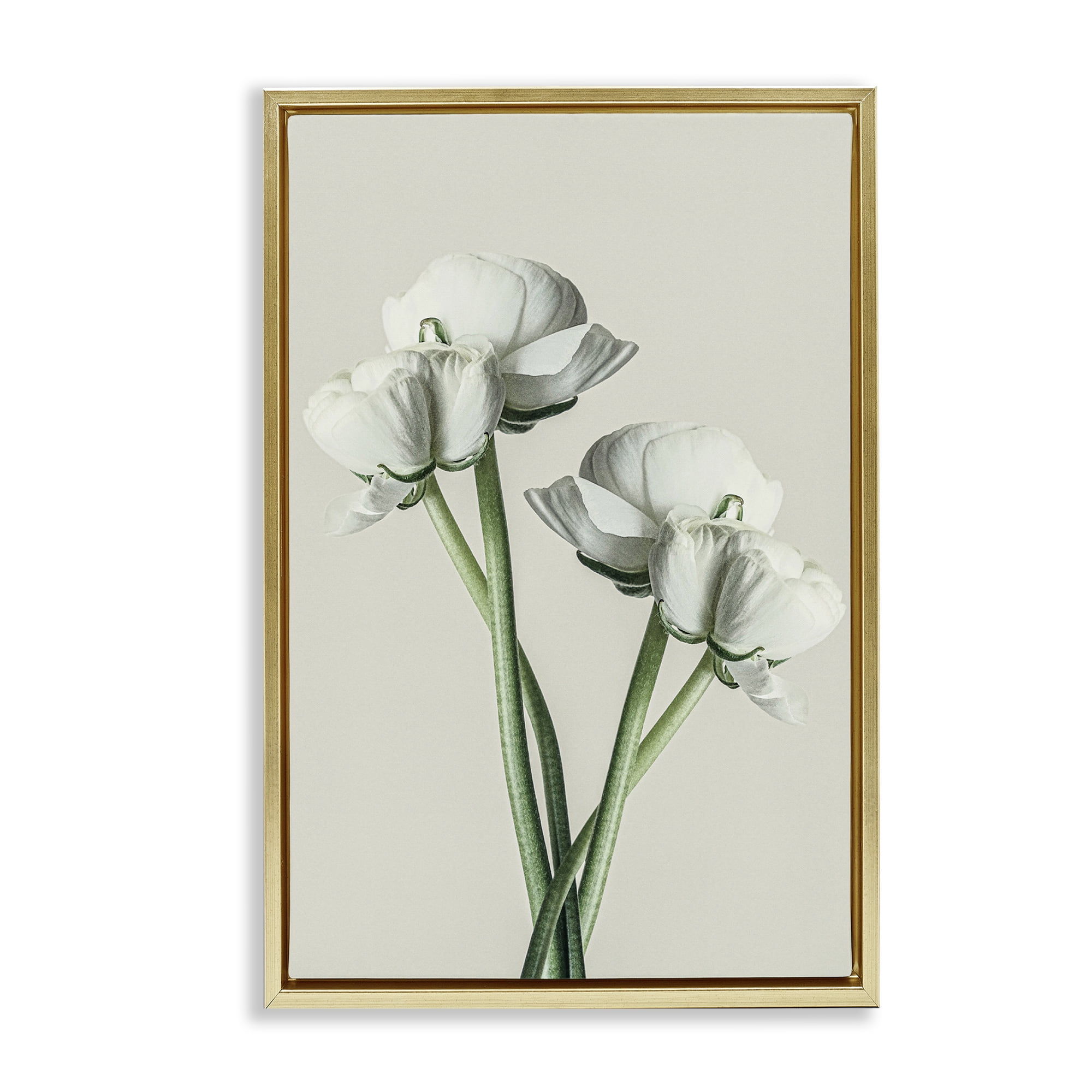 Stupell Industries White Flower Bundle Botanical & Floral Photography Gold Floater Framed Art Print Wall Art, 21 x 31