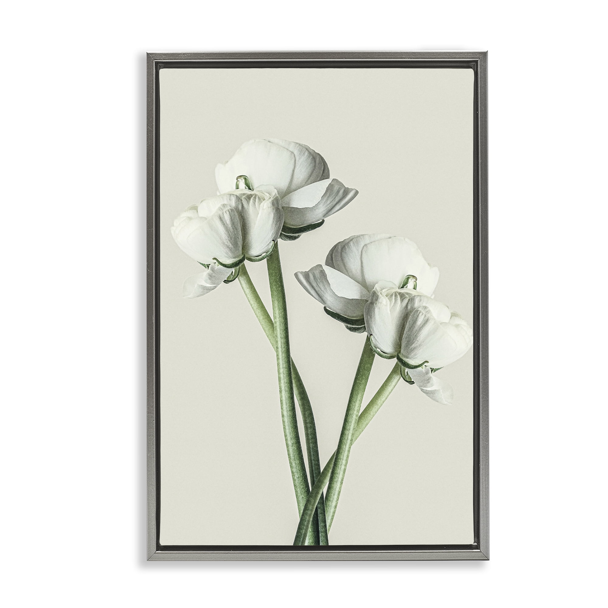 Stupell Industries White Flower Bundle Botanical & Floral Photography Gray Floater Framed Art Print Wall Art, 21 x 31