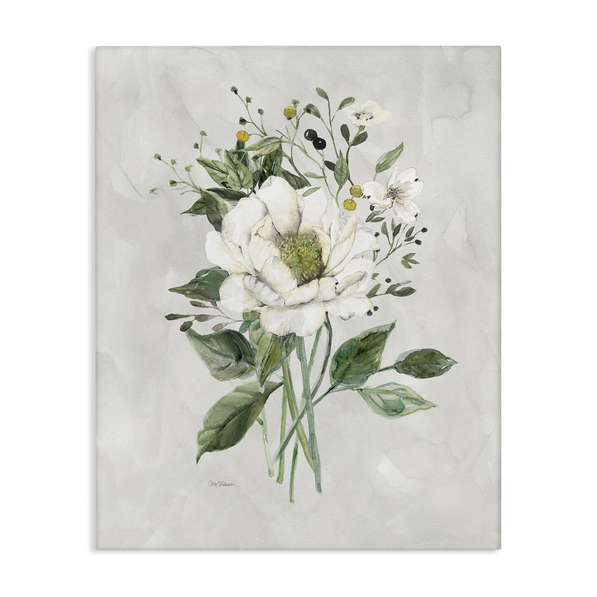 Stupell Industries White Flower Bundle Plants & Flowers Painting Wrapped Canvas Art Print Wall Art, 30 x 40