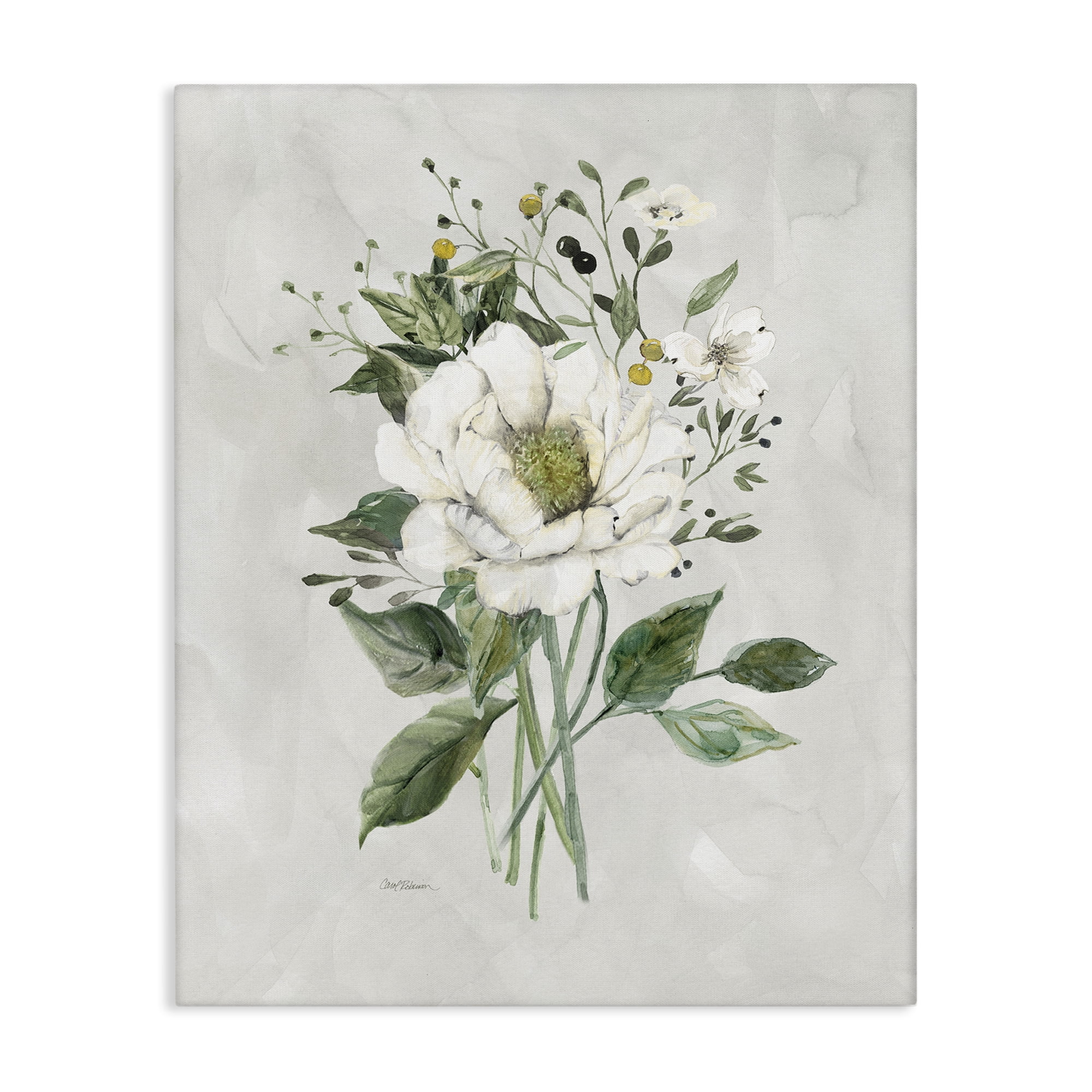 Stupell Industries White Flower Bundle Plants & Flowers Painting Wrapped Canvas Art Print Wall Art, 36 x 48